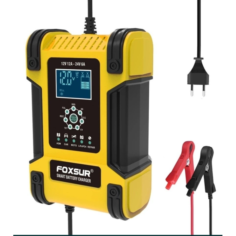 Зарядний пристрій для акумуляторів 12 ампер Foxsur FBC122412D Зарядний пристрій для акумуляторів 12 ампер Foxsur FBC122412D