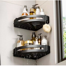 Полиця кутова для ванної кімнати чорна