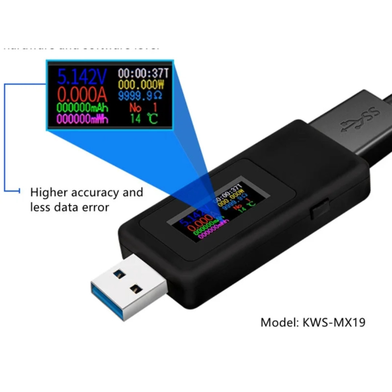 KWS-MX19 USB тестер струму, напруги, потужності та заряду