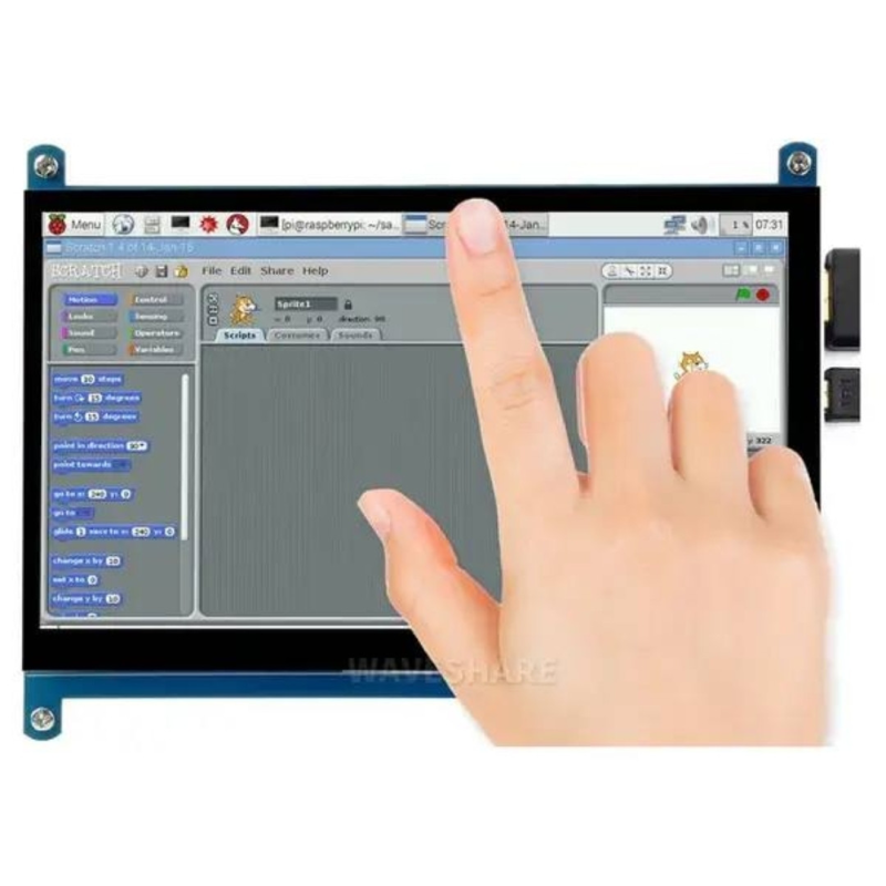 7-дюймовий QLED-дисплей Waveshare, ємнісний сенсорний екран, 1024 × 600