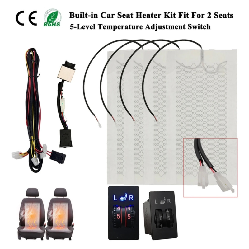 Підігрів сидінь автомобільний вуглеволокно 12 вольтів прямокутна кнопка Підігрів сидінь автомобільний вуглеволокно 12 вольтів прямокутна кнопка